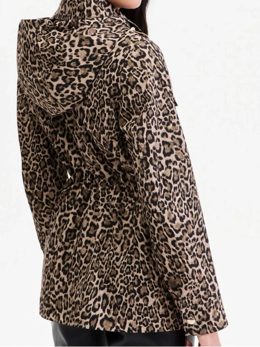 NWT Michael Kors Leopard Print Hooded Anorak Jacket, Size M